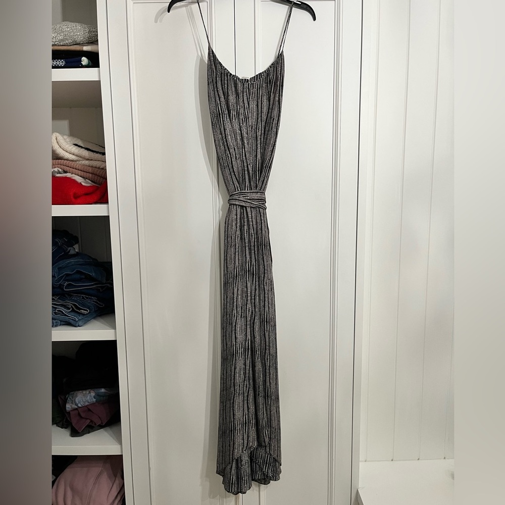 Black and white belted maxi by L’Agence